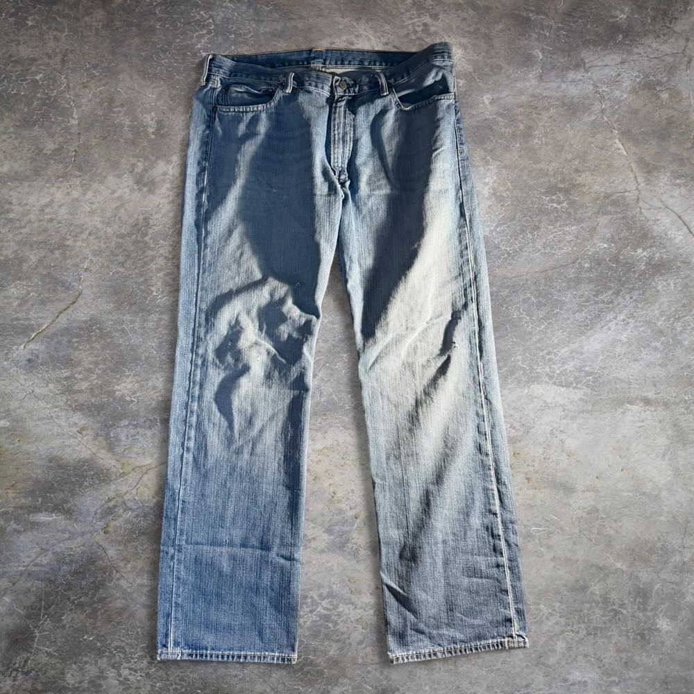 Polo Ralph Lauren Light Wash Straight Leg Jeans Distressed Y2K Denim Pants 36x32 - Picture 2 of 8
